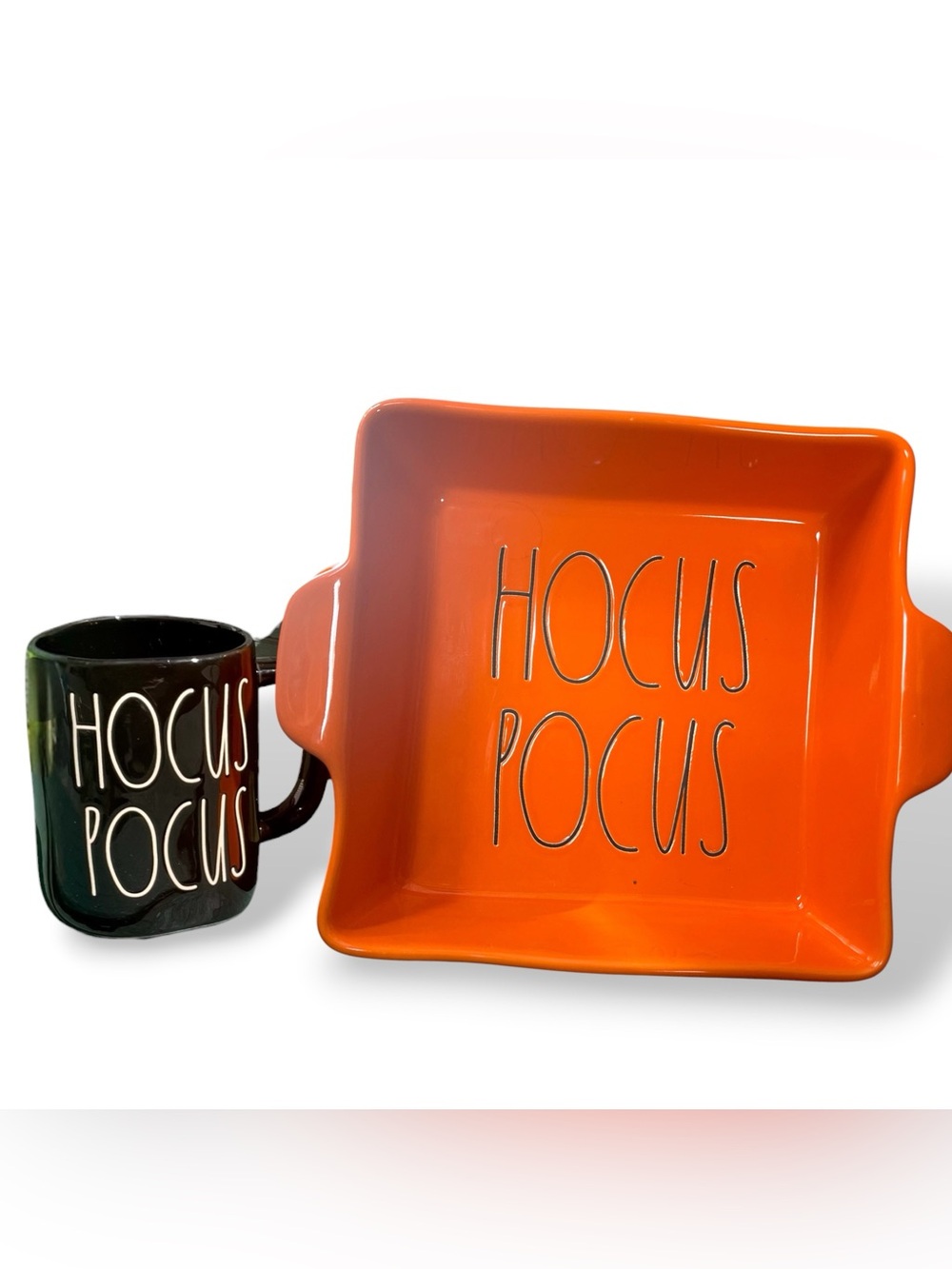 New 2 Pc Set HOCUS POCUS Rae Dunn Baking Dish And Mug NWT Witchcraft Halloween
